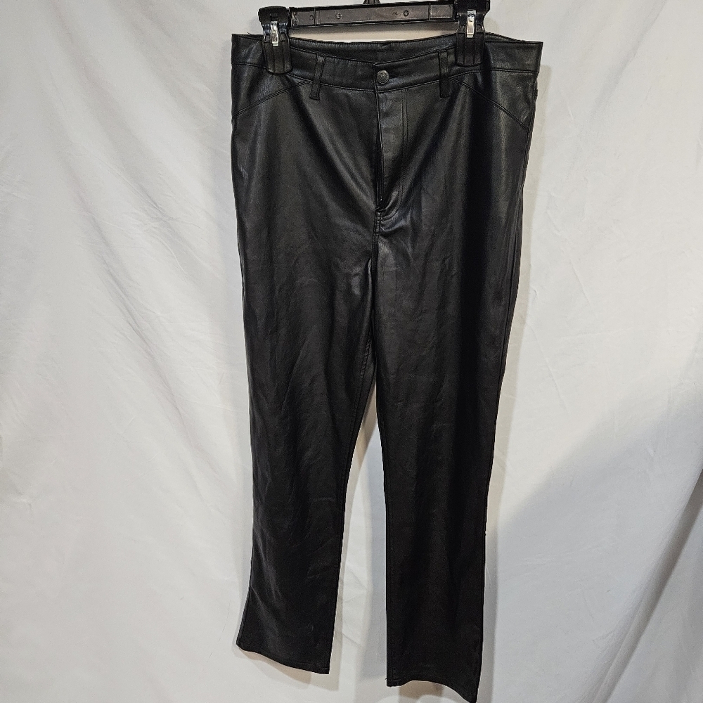 Free People Womens Faux Black Leather Pants Trousers Black Size 14